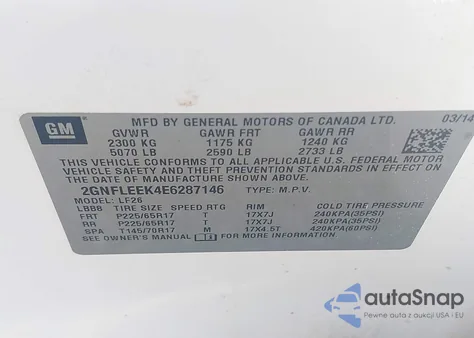 2014 Chevrolet Equinox Ls из США, поврежденный, VIN 2GNFLEEK4E6287146